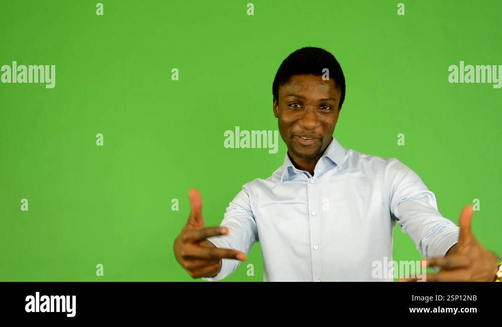 young handsome black man rap - green screen - studio Stock Video ...