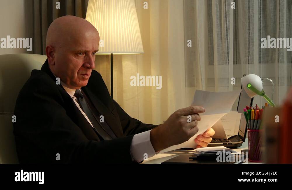 Businessperson Make Accounting Calculations Reading Invoices Payments ...