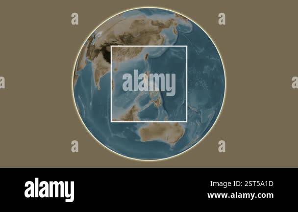 Alabat Island. Presentation of the location on a sepia colored ...