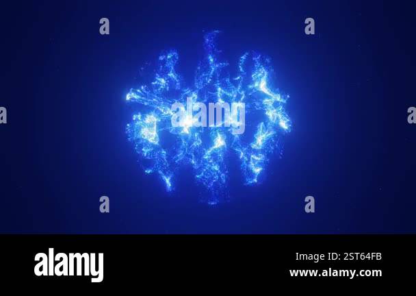 Digital blue sphere with blue particles, abstract tehnological ...