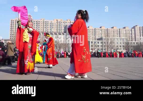 Luannan County, China February 14, 2025 People celebrate the Spring