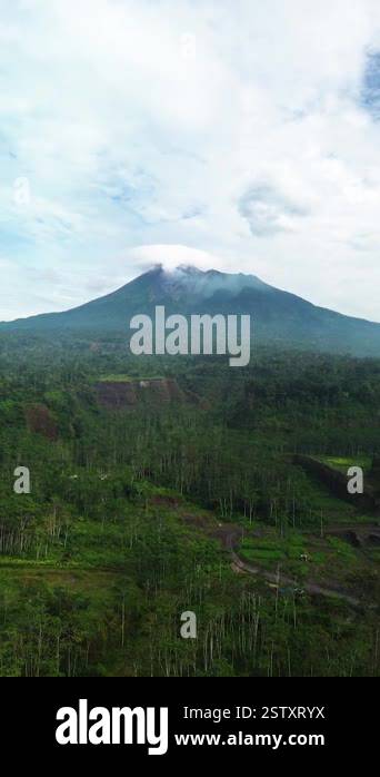 Aerial view of the mountain in the morning with a panorama of dense ...
