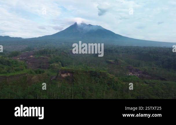 Aerial view of the mountain in the morning with a panorama of dense ...