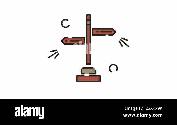 logo icon vector minimalist animation design.Red wooden signpost with ...