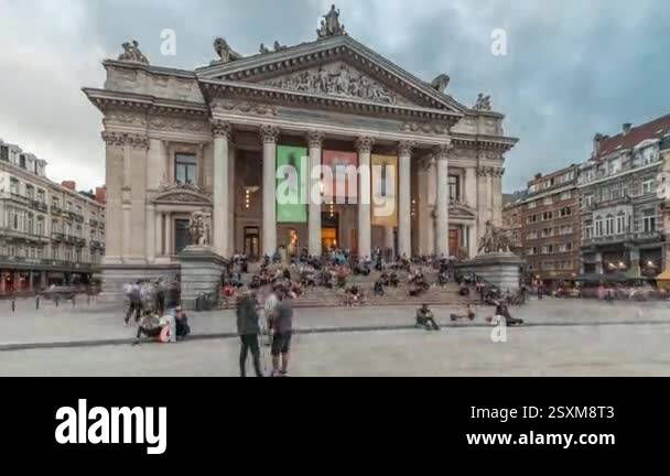 Photo inspiration: South Facade Dramatic Second Tablet Destructor Reference: Hyperlapse Of The Brussels Stock Exchange In Neo Renaissance And