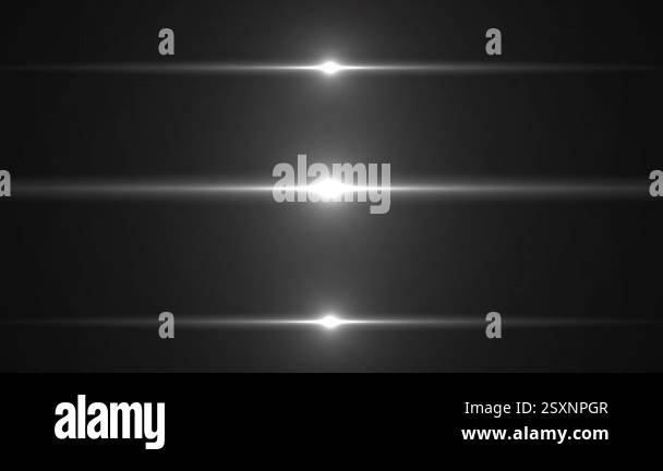 Animated white color three shiny flickering optical flair light rays ...
