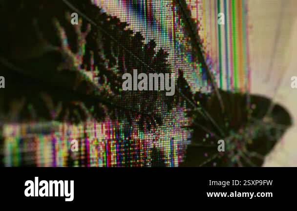 Mesh monitor. TV scratch. Display distortion with shimmering color ...