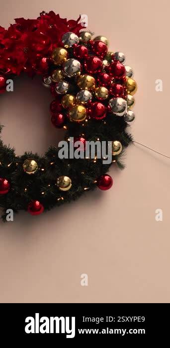 Beautiful Christmas Wreaths On The Door And Decorations Of Different Beautiful Christmas Wreaths On The Door And Decorations Of Different