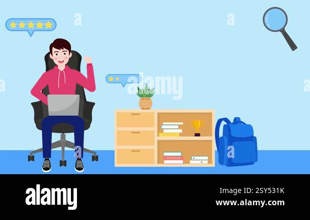 young man with computer in office vector illustration design Stock ...