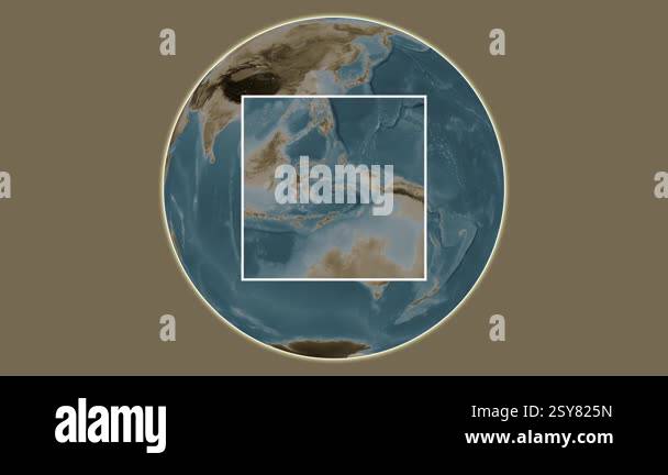Pulau Buru Island. Presentation of the location on a sepia colored ...