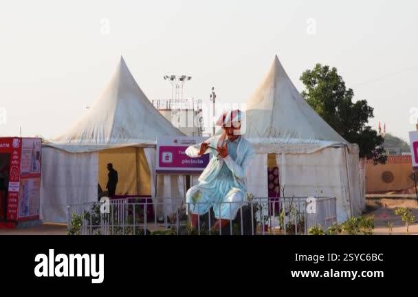 white rann traditional fair morning view from flat angle video is taken ...