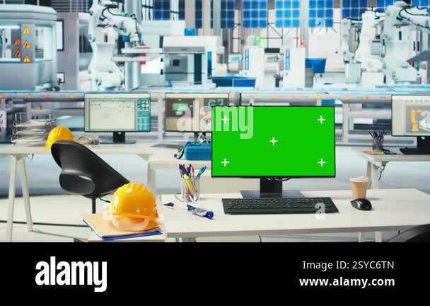 Mockup PC display in photovoltaics factory used to monitor system ...