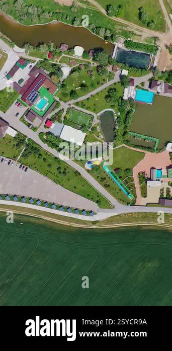 Large Resort Complex. Top down aerial view of the pool and resort ...