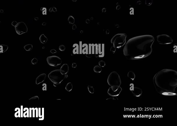 Water bubble element animation. Movement of air bubbles on black ...
