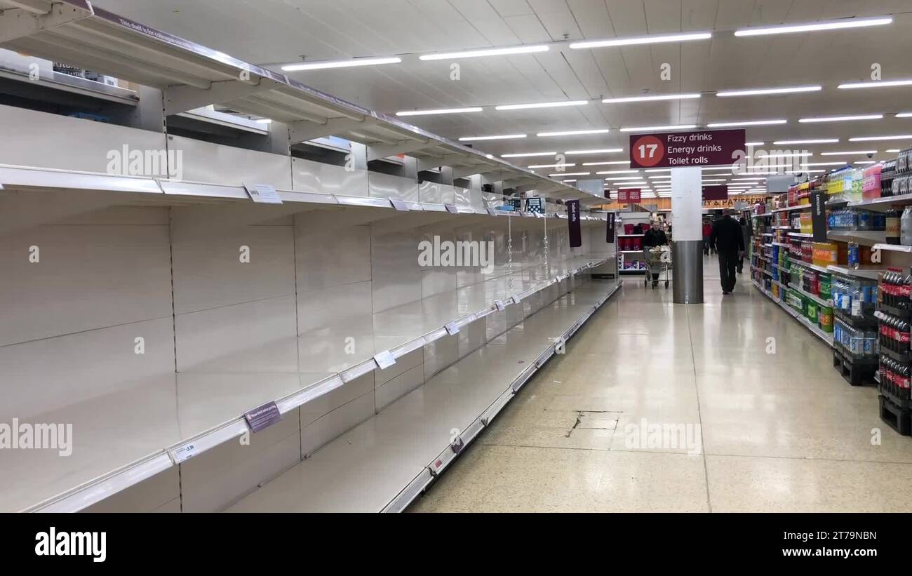 Panic stockpiling leads to empty shelves in Sainsbury's toilet paper