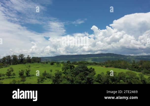 Farming landscape at countryside rural scenery. Green field background ...