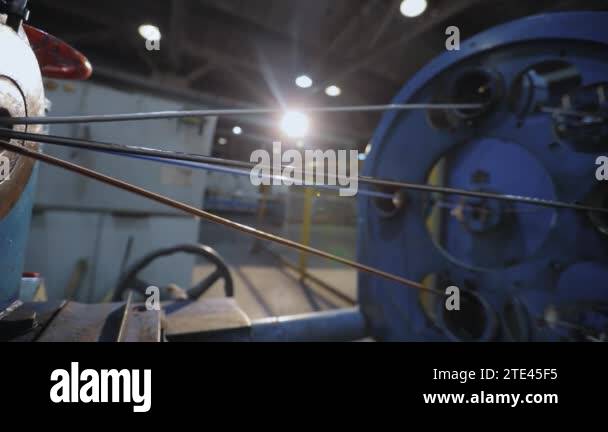 Cable plexus close-up, cable manufacturing process in a modern factory ...