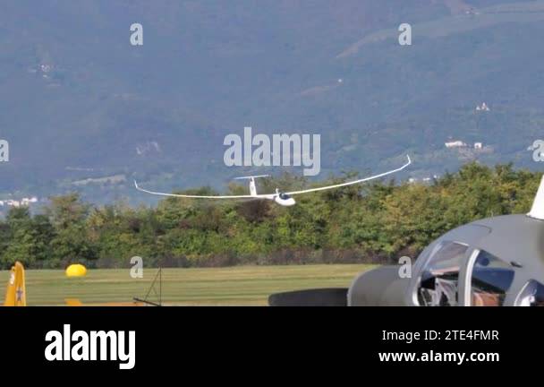 Glider with jet engine turbine low pass at high speed Stock Video ...