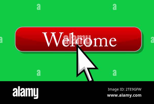 Cursor clicks on Welcome button. Pointer arrow cursor clicking ...