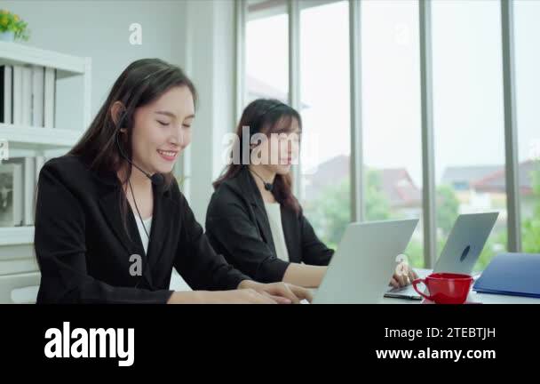 Asian transgender woman call center, Customer support agent or call ...