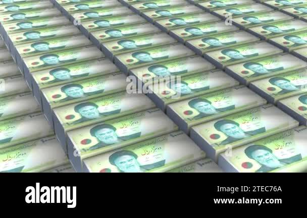 Iran 10000 Rial Banknotes Money Stack Background Animation Stock Video ...