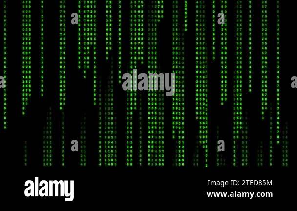 Digits Code black and green background with numbers moving on the ...