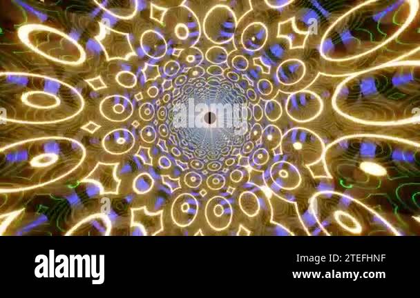 4K 3D animation. Abstract neon lines move in space. Seamless VJ loop ...
