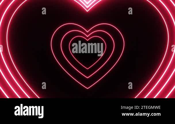 4k Pink Heart Neon Light Vj Loop Abstract Background Loop Animation