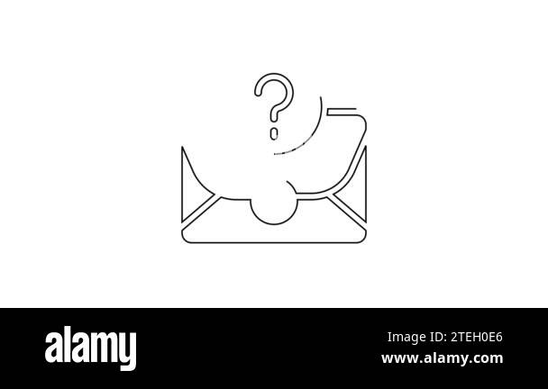 Black line Envelope with question mark icon isolated on white ...