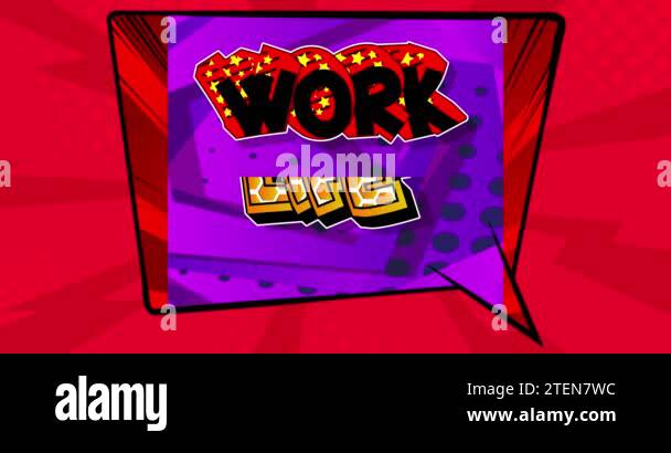 Work life balance Motion poster. 4k animated Comic book word text ...