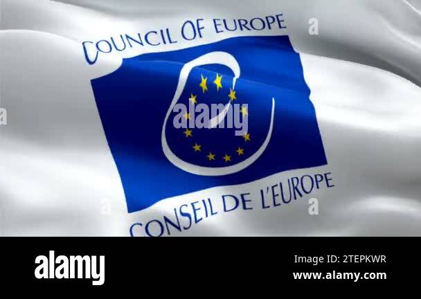CoE European logo. National 3d Council of Europe logo waving. Sign of ...