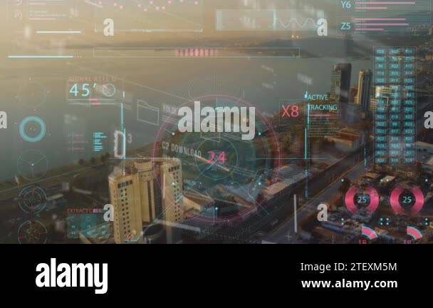 Modern city and technology concept. Smart city. Digital transformation ...