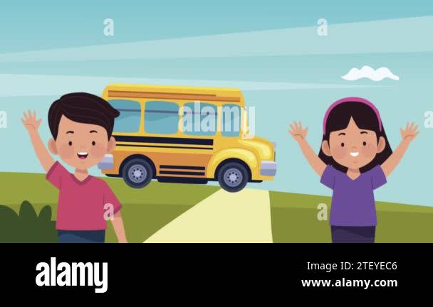 Illustration kids bus Stock Videos & Footage - HD and 4K Video Clips ...