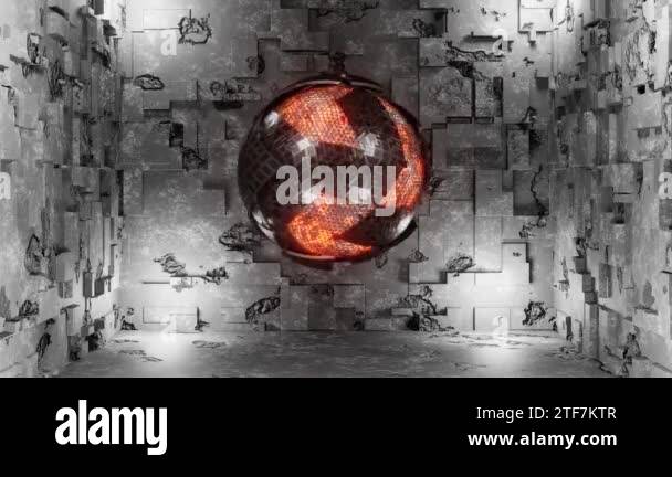4K 3D animation. Sci-fi object with glowing energy at center. Rotation ...