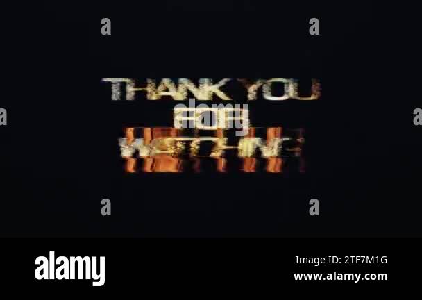 Thank you for watching text word gold light animation loop with glitch ...