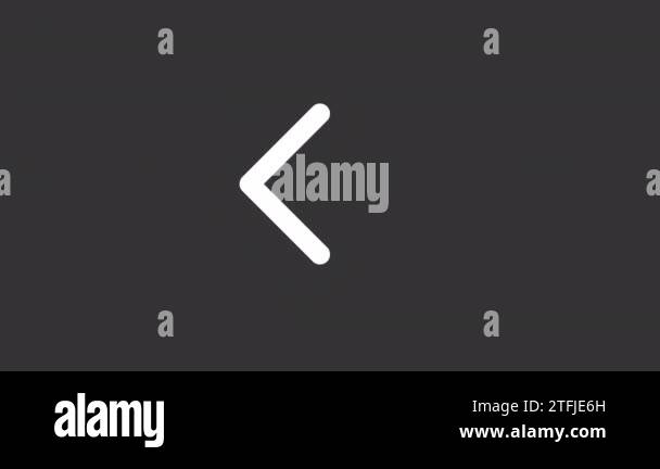 Animated back white line ui icon. Return back arrow. Seamless loop 4k ...