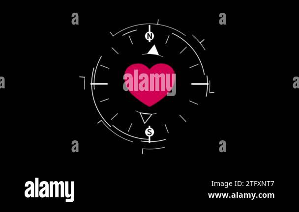 Abstract compass animation with heart symbol Stock Video Footage - Alamy