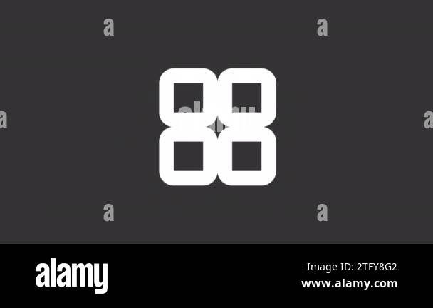 Animated menu white line ui icon. Four squares. Seamless loop HD video ...