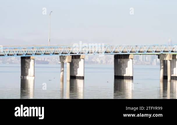 HD video panning across the Bay Farm Island Bridge in Alameda. A 125 ...
