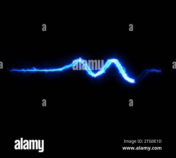 electric current wave effect, electric current spark flowing two lines ...