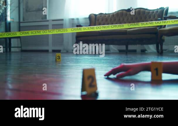 Closeup of a Crime Ccene in a Deceased Persons Home. Dead man, Police ...