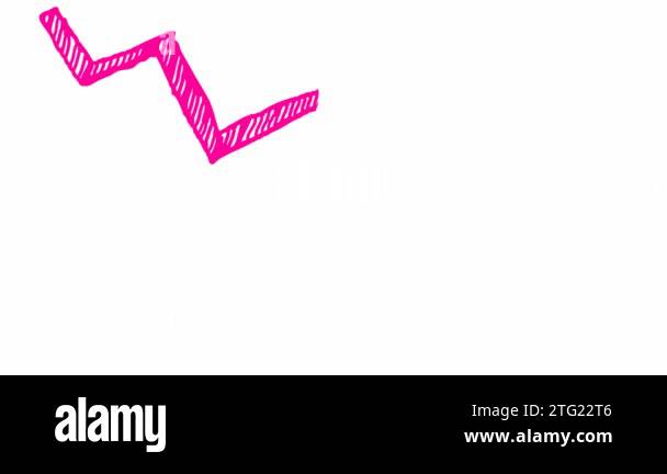 Animated pink arrow. Recession chart of economy. Economic crisis ...