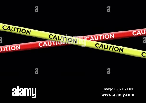 Yellow and red caution tape animation. Transparent background Stock ...