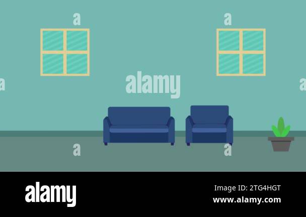 Father and son hugging each other 4K animation. House interior with man ...