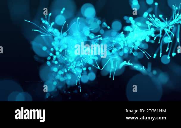 Abstract science technology background glow blue digital particles ...
