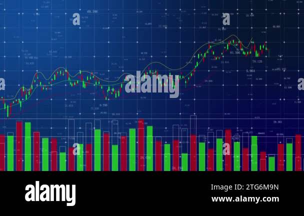 Stock market data chart K-line change trend chart Stock Video Footage ...