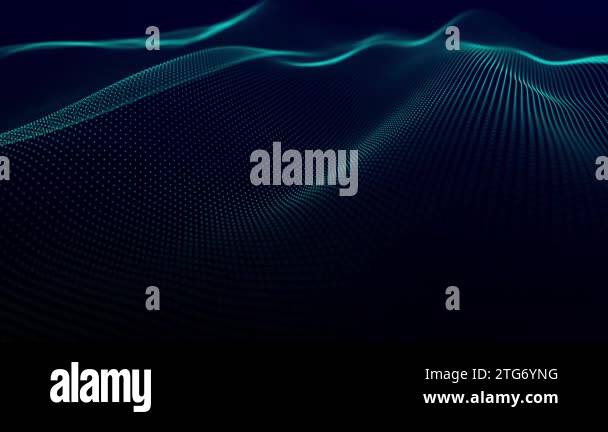 Dynamic wave of glowing particles. Data flow information. Concept of ...