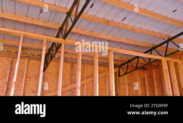 Construction site in storage building frame composition ith timber ...