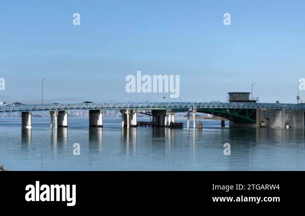 4K HD video panning across the Bay Farm Island Bridge in Alameda. A 125 ...