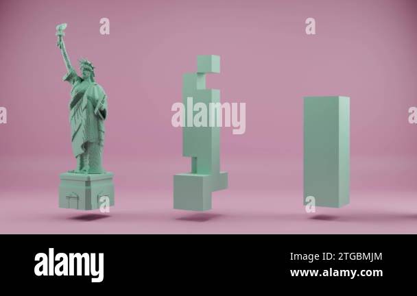 Loop 3D animation of the transformation of the block into the Statue of ...